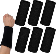 6 Pcs 6 Inch Wrist Sweatbands Wrist Sweat Bands for Men Women Elastic Athletic W