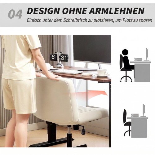 HOMCOM Home Office Chair Adjustable Height Linen Effect Desk Chair - Picture 8 of 10