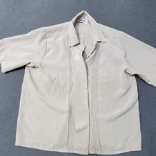 VTG Yves St. Clair Cream Short Sleeve Blouse Embroidered Button Up Size 18