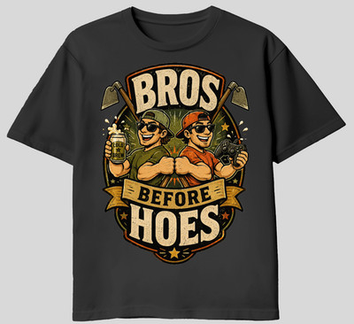 Bros Before Hoes Funny T-Shirt Men s Graphic Tee Drinking Gaming Bro Humor Shirt