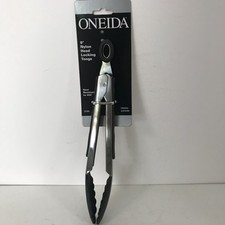 Oneida 9" Nylon Head SS Locking Tongs 31164 Safe on Nonstick Pans New with Tag