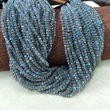 Natural Rainbow Fire Labradorite 3 mm Size Faceted Round Beads 12.5" Strand
