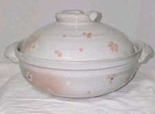  Donabe Casserole Japanese Style Clay Dish Lid  Cherry Blossom 12x7  Unbranded 