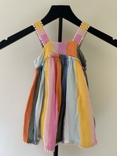 Tahari Toddler Baby Girl Rainbow Stripe Linen Blend Sundress Multicolor Size 18M