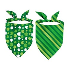 St. Patrick's Day Dog Bandanas 2 Pack, Triangle Reversible Green X-Large