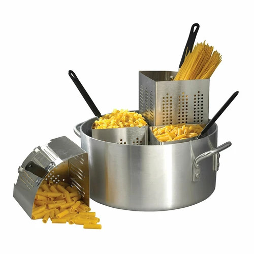 Winco Commercial 20 qt Heavy Duty Pasta Cooker Aluminum 4 Stainless Steel Insets