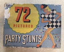 1935 Whitman 72 Pictured Party Stunts Game Vintage Included All 72 Cards