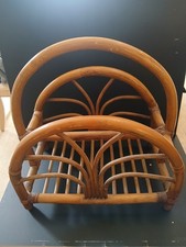 VTG MCM BOHO rattan bamboo bentwood magazine rack record holder Vintage