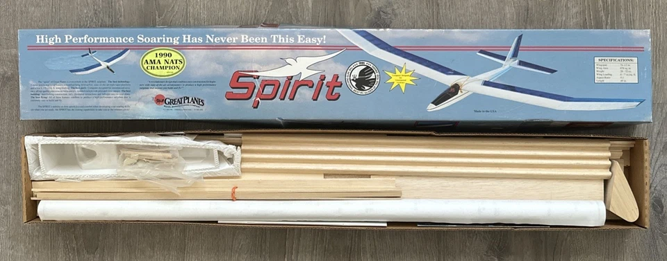 NEW! Great Planes "SPIRIT" 78 1/2" Wingspan Championship Winning Glider RARE Kit - Image 4 of 4