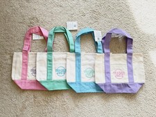Trader Joe  s 2026 Spring Mini Pastel Canvas Tote Bags - Set Of 4 - READY TO SHIP