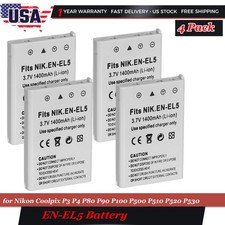 4PCS Battery Replacement for Nikon EN-EL5 Coolpix P90 P100 P500 P510 P520 P530