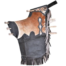 HILASON Adult Pro Rodeo Bronc Bull-Riding Leather Chinks | Handmade Chaps