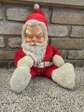Vtg 50s 60s Rubber Face Plush Santa Claus Doll 16in Christmas Rushton Style Toys