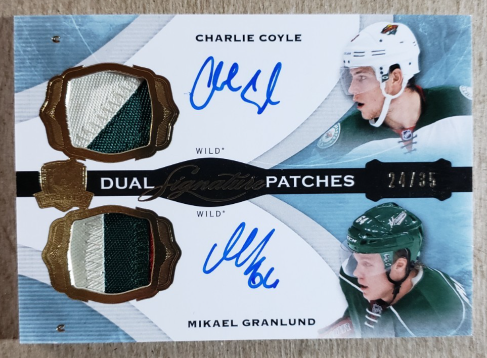 Charlie Coyle Minnesota Wild 2014-15 The Cup Mikael Granlund & Game Used Patch Auto /35 Wild 
