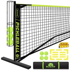 Pickleball Set - 22FT Regulation Size Portable Net, 4 Pickle Balls, Court Mar...