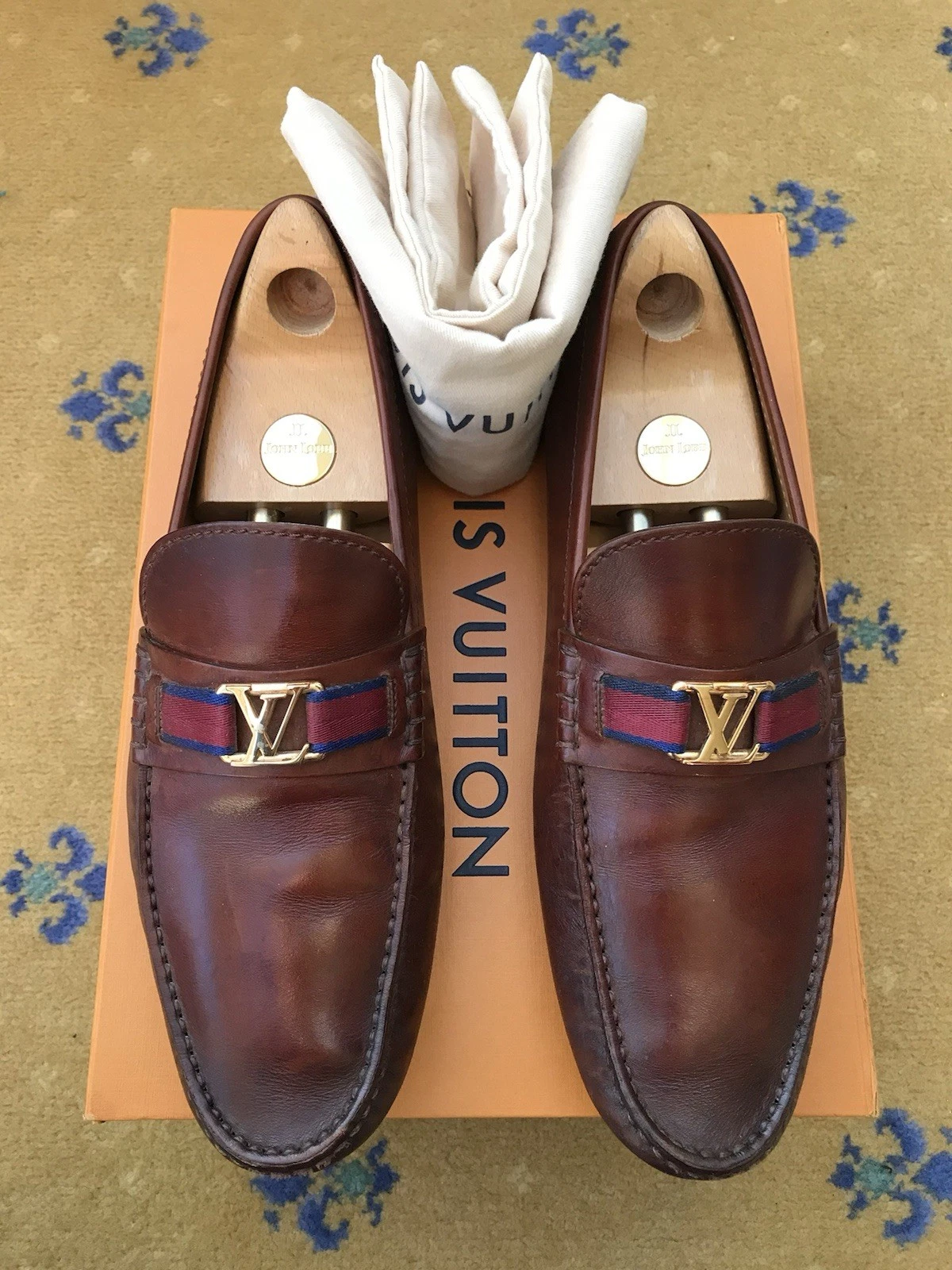 LOUIS VUITTON TRAINER Louis Vuitton Mocassini Scarpe Hockenheim Driver Pelle Marrone Uomo UK 10 US 11 44