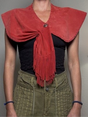 Vintage suede fringe cape