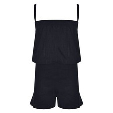 Kids Girls Plain Black Color Playsuit Trendy All In One Jumpsuit New Age 5-13 Yr