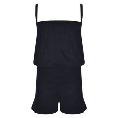 Kids Girls Plain Black Color Playsuit Trendy All In One Jumpsuit New Age 5-13 Yr