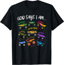 God Says I-Am Christian Easter Truck Religious Boys Kids T-Shirt