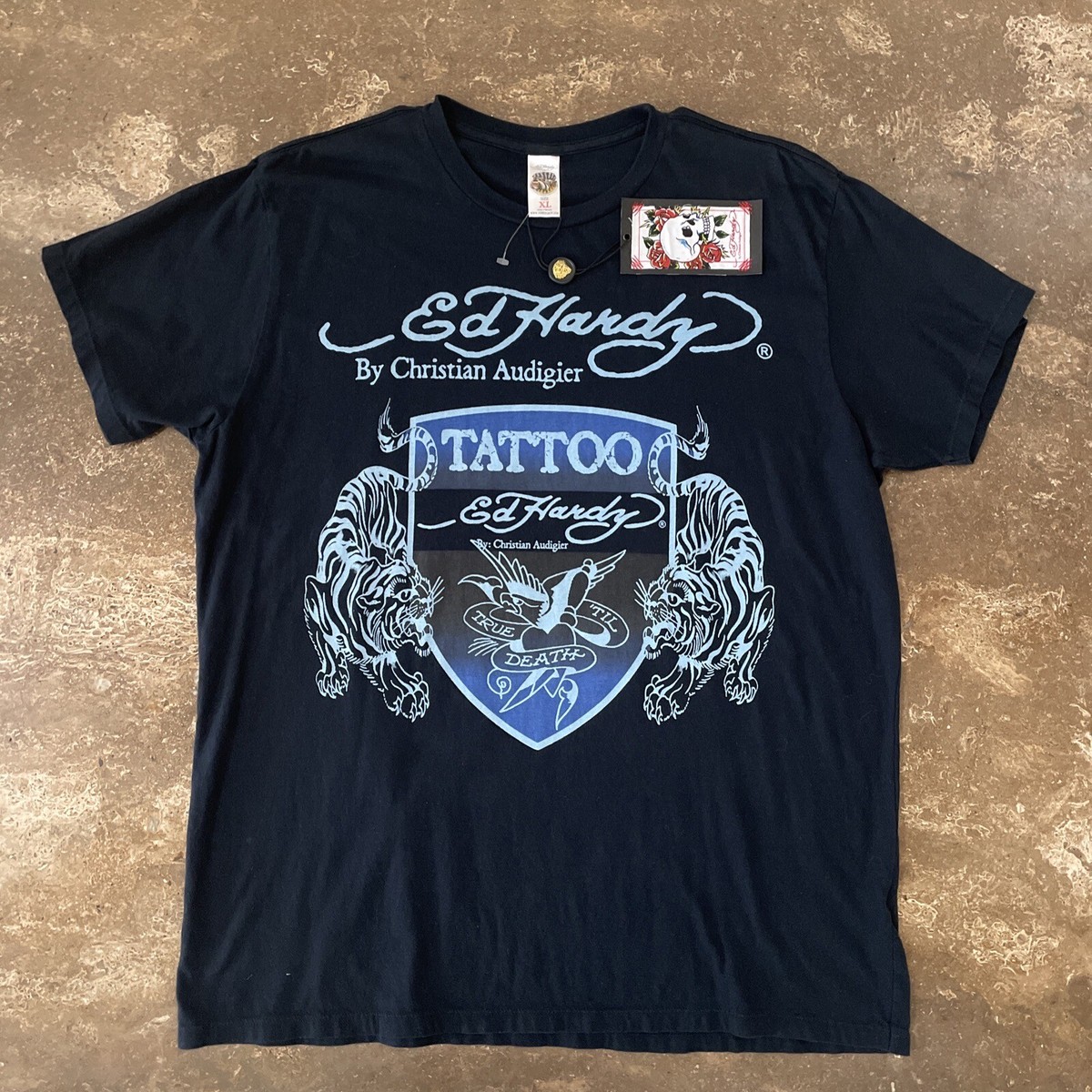 Short De Bain Ed Hardy Vintage - Modèle Surf Or Die Tattoo - Taille 33 - Multicouleur - Occasion Très Bon état