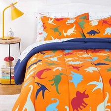 Amazon Basics Kids Full Queen Microfiber Bed-in-a-Bag Bedding Set DINO FRIENDS