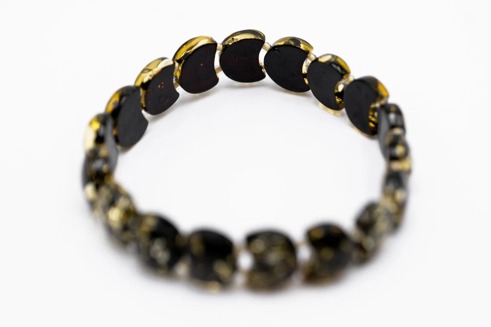 Pulsera ámbar báltico está hecha a mano de ámbar oscuro báltico 100 % auténtico natural Foto 4 de 4