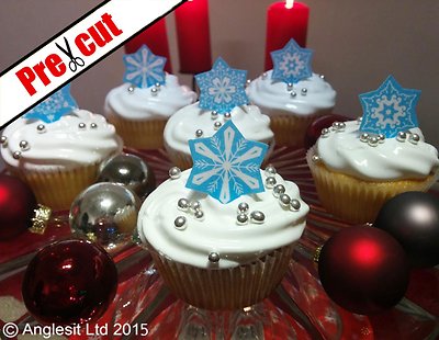 Pre Cut Christmas Snowflake Mix Edible Wafer Paper Cup Cake Topper