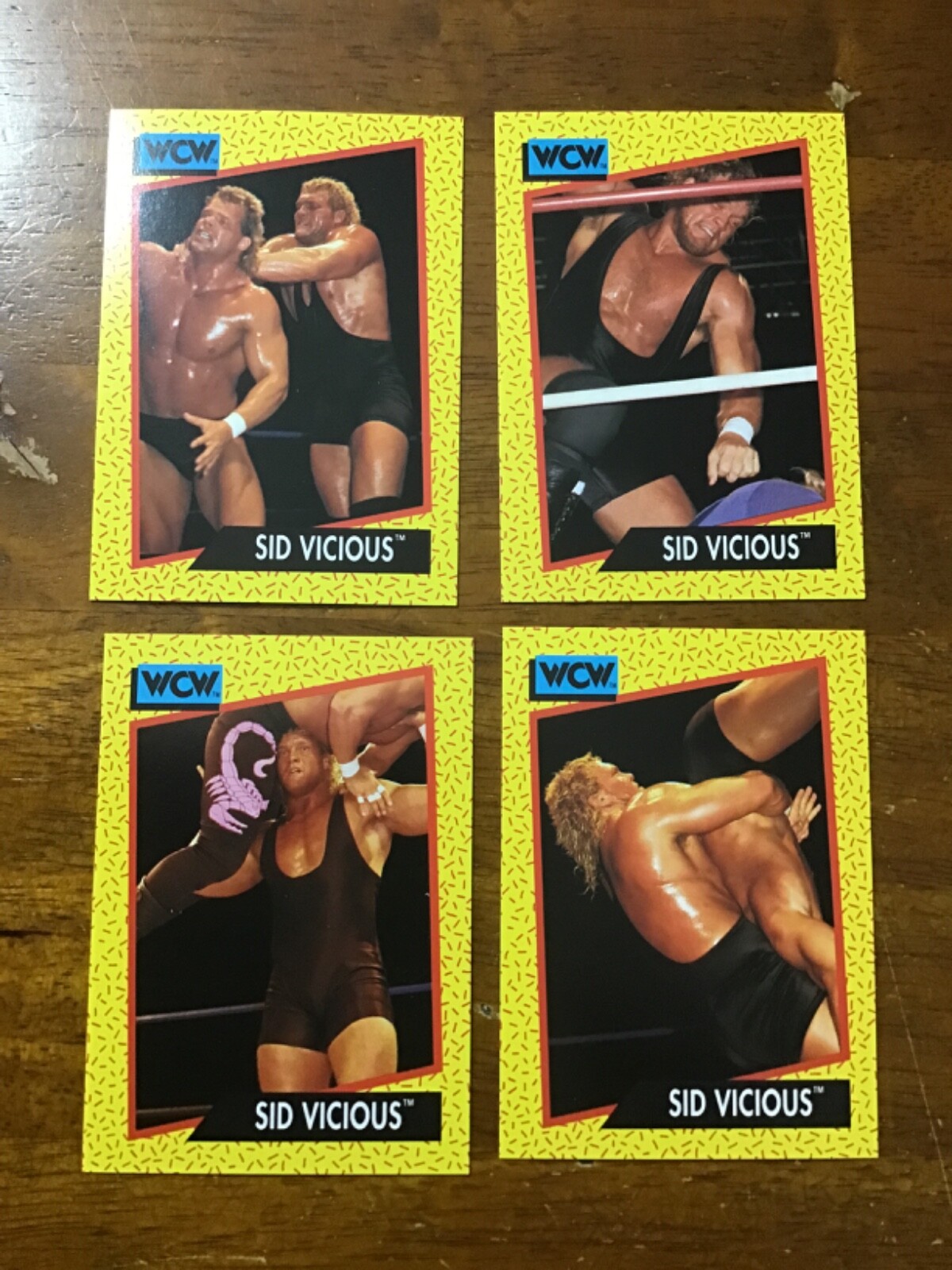 Lot Of 4 1991 Impel WCW Trading Cards SID VICIOUS #25,26,32,34.. Psycho Sid