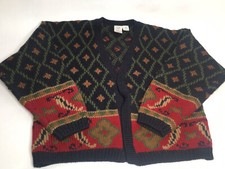 Vintage Women's J.G. Hook Chunky Knit Wool Cardigan Sweater - size Medium