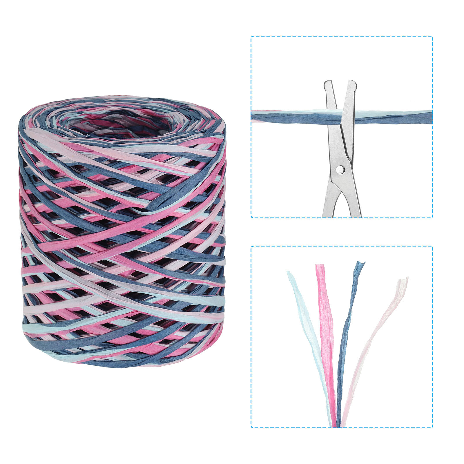 2Roll 219Yard Raffia Ribbon Raffia Paper Craft Ribbon Rose Red/Blue