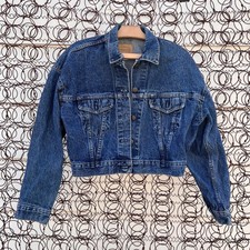 Vintage 80s Levi's 77933 Crop Trucker Jacket Orange Tan Tab Jean Denim Medium