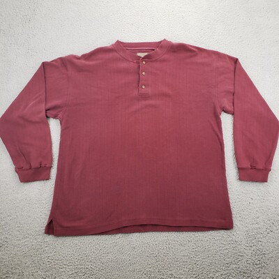 Reel Legends Shirt Mens XXL Red Long Sleeve Henley Fishing Hiking
