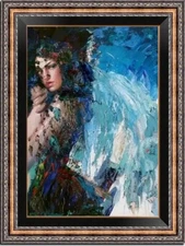 Handmade Oil Painting art impressionism female girl on canvas 24"X36"