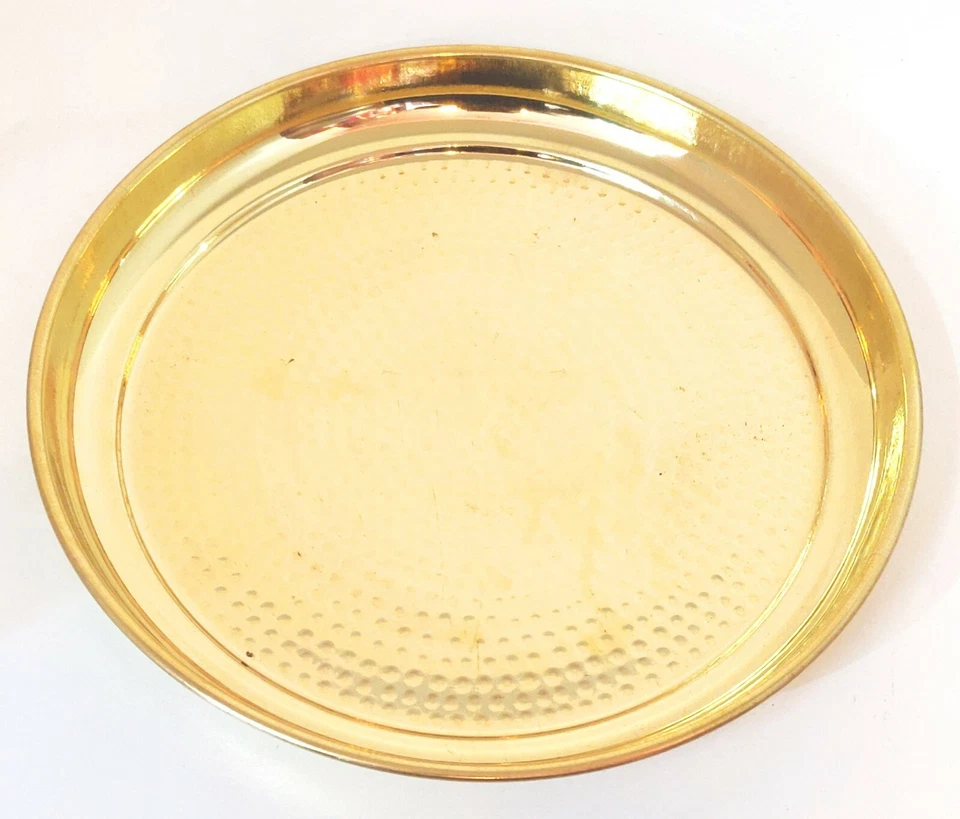 4 Pcs Set Indian Handmade 12 Inch Hammered Brass Dinner Thali Plates - Image 2 of 3