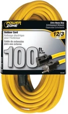 POWER ZONE 100 FT OUTDOOR EXTENSION CORD 12/3 YELLOW EXTRA HEAVY DUTY BRAND NEW