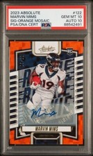 🏈2023 Absolute #122 Marvin Mims RC Orange Mosaic 05/20 PSA/DNA 10 Auto 10✏️;