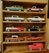  solid oak 1/24th 10 car   display case shelf rack showcase nascar diecast