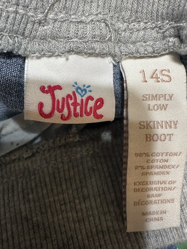 Justice Girls Simply Low Skinny Boot Cut Medium Wash Tie Waist Jeans Size 14S - Picture 7 of 8