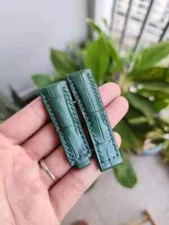 Size 20/16mm Green Genuine Leather Skin Watch Strap Band-Quick Release
