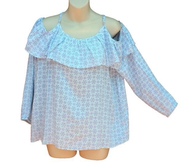 Jeanswest White Isla Ruffle Off The Shoulder Casual Top Long Sleeves Size 14