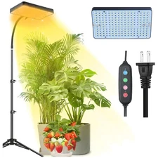 Sunlight Full Spectrum Grow Lights with Tripod Stand and Timer for Seed Starting