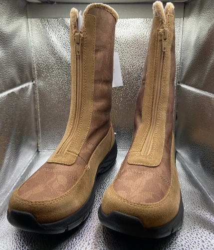 NEW~Lands End Women's All Weather Insulated Snow Boots~Caramel~Front Zipper~Sz8M