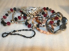 Costume Jewelry Stretch Bracelet Lot Beads, Charm, Faux Stones