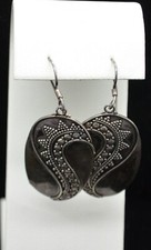 Sterling Silver Beautiful Oval Swirling Design Dangle Earrings FMY203