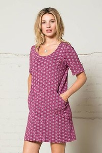 NOMADS Organic Jersey Cotton Flattering Knee Length Dress Long Sleeves BOHO