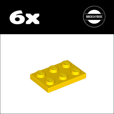 Lego    3021   Plate 2 x 3   Yellow / Gelb   6x   NEU
