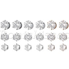 6Pairs Women Men Unisex Round Cut Shiny Cubic Zircon Magnetic Earrings Ear Clips