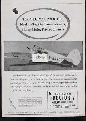 Percival Flugzeug Ltd U.Proctor V Container Airliner Luft Taxi 1946 Anzeige