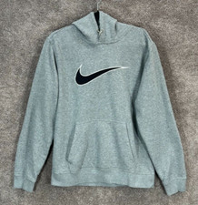 Nike Hoodie Mens Medium Gray Black Center Swo...